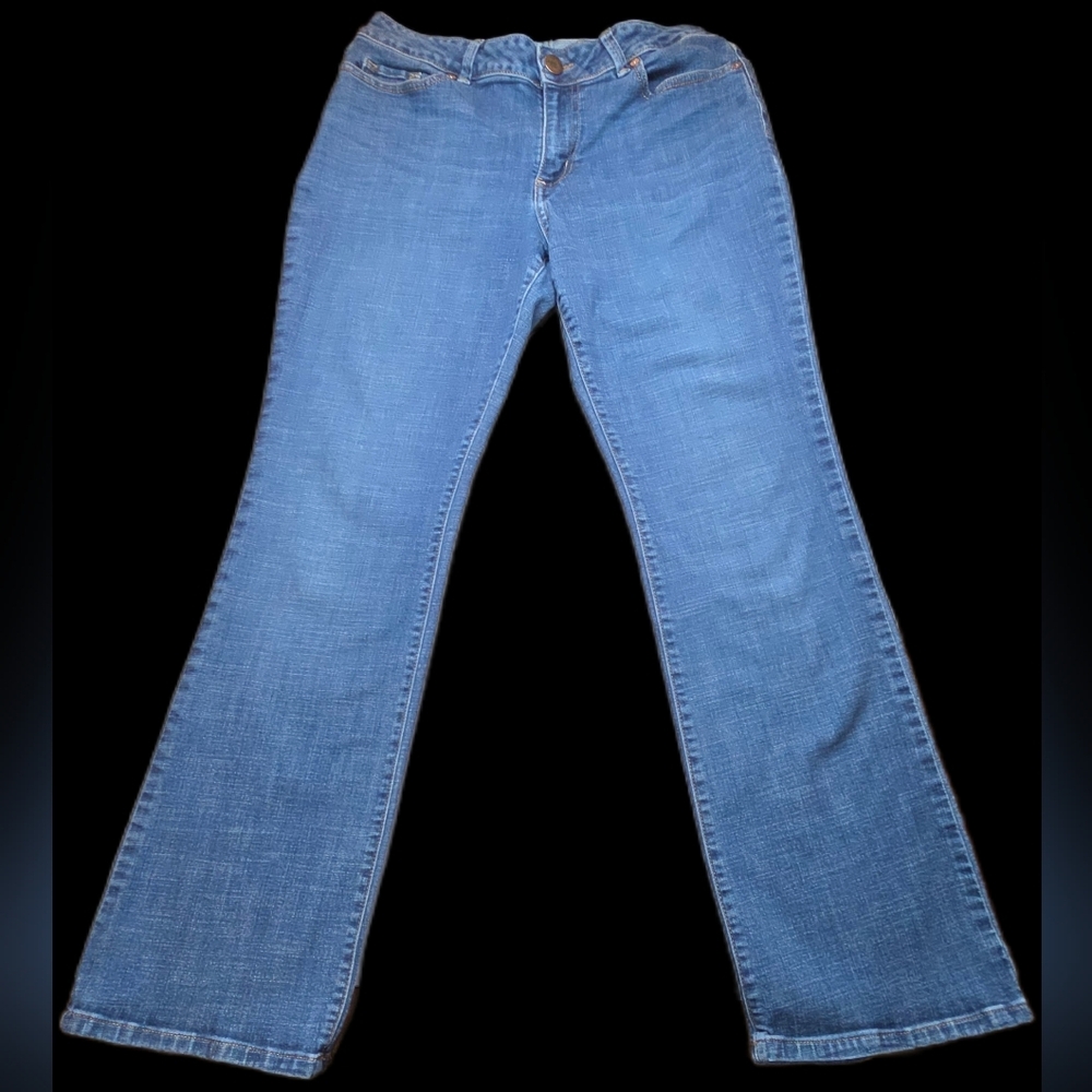 Lee Women’s Comfort Waistband Stretch Jeans Size 12 Medium Blue Mid Rise Straigh